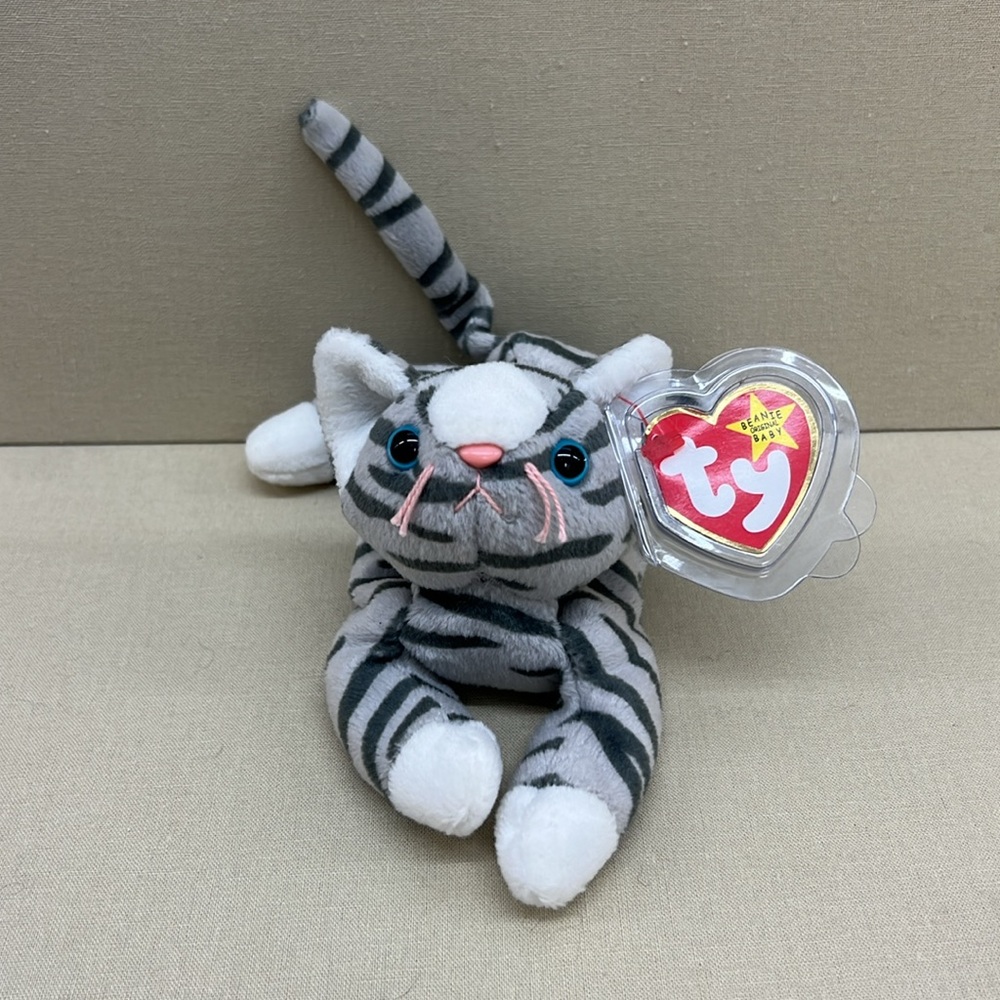 Prance Ty Beanie Baby 1997 vintage plush gray stripe cat